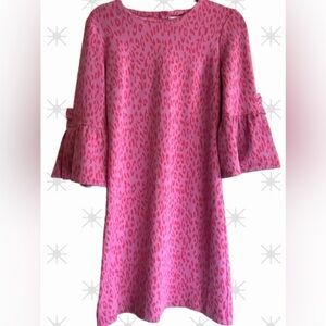 Tyler Boe Sydney Flare Sleeve Pink Leopard Cheetah Pattern Dress